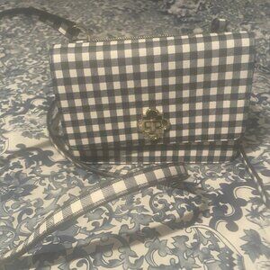 CROWN AND IVY NAVY & WHITE CHECK CROSS BODY PURSE - NWOT
